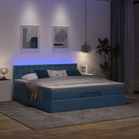 vidaXL Ottoman bed met matras en LED's 160x200cm stof blauw afbeelding3 - 1