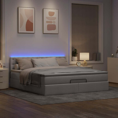 vidaXL Bed poef met matras en LED's 180x200 cm stof taupe afbeelding3 - 1