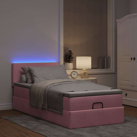 vidaXL Bed poef met matras en LED's 80x200 cm fluweel roze afbeelding3 - 1