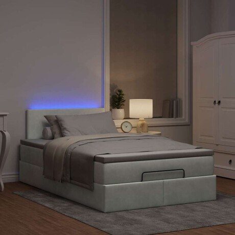 vidaXL Bed poef met matras en LED's 120x190 cm fluweel lichtgrijs afbeelding3 - 1