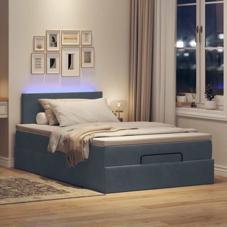 vidaXL Bed poef met matras en LED's 120x190 cm fluweel donkergrijs afbeelding3 - 1