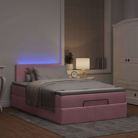 vidaXL Bed poef met matras en LED's 120x190 cm fluweel roze afbeelding3 - 1