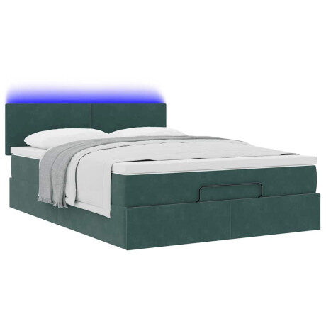vidaXL Ottoman bed met matras en LED's 140x200cm fluweel donkergroen afbeelding3 - 1