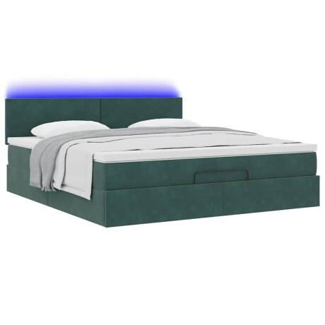 vidaXL Ottoman bed met matras en LED's 180x200 cm fluweel donkergroen afbeelding3 - 1