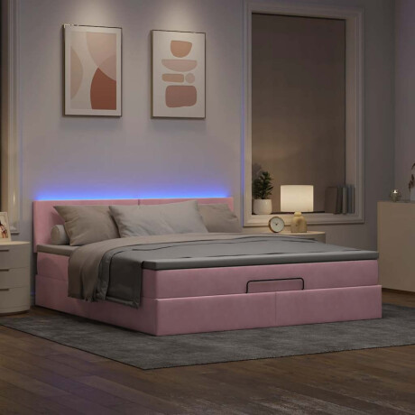 vidaXL Bed poef met matras en LED's 180x200 cm fluweel roze afbeelding3 - 1