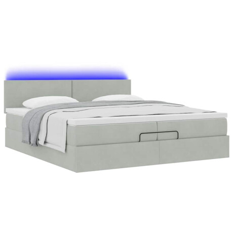 vidaXL Ottoman bed met matrassen en LED's 200x200cm fluweel lichtgrijs afbeelding3 - 1