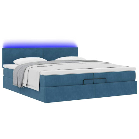 vidaXL Bed poef met matrassen en leds 200x200 cm fluweel donkerblauw afbeelding3 - 1