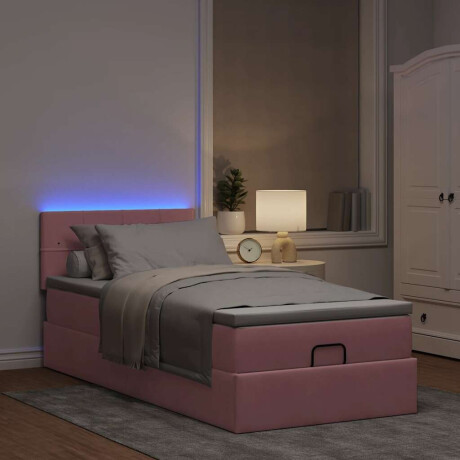 vidaXL Bed poef met matras en LED's 80x200 cm fluweel roze afbeelding3 - 1