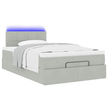 vidaXL Bed poef met matras en LED's 120x190 cm fluweel lichtgrijs afbeelding3 - 1
