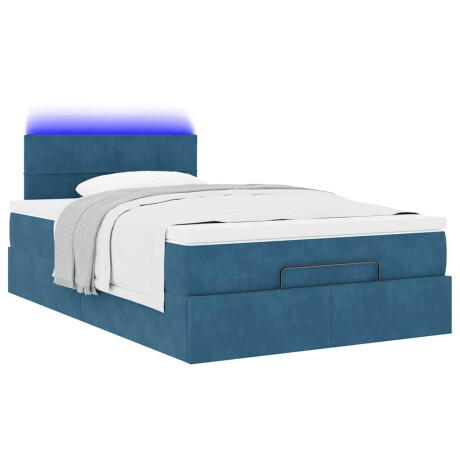 vidaXL Bed poef met matras en LED's 120x190 cm fluweel donkerblauw afbeelding3 - 1