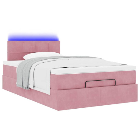vidaXL Bed poef met matras en LED's 120x190 cm fluweel roze afbeelding3 - 1