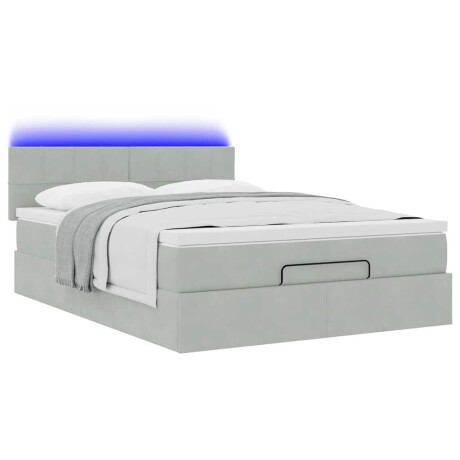 vidaXL Ottoman bed met matras en LED's 140x200cm fluweel lichtgrijs afbeelding3 - 1