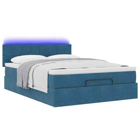 vidaXL Ottoman bed met matras en LED's 140x200cm fluweel donkerblauw afbeelding3 - 1