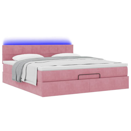 vidaXL Bed poef met matras en LED's 180x200 cm fluweel roze afbeelding3 - 1