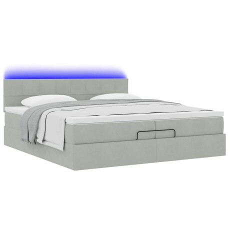 vidaXL Ottoman bed met matrassen en LED's 200x200cm fluweel lichtgrijs afbeelding3 - 1