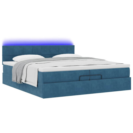 vidaXL Bed poef met matrassen en leds 200x200 cm fluweel donkerblauw afbeelding3 - 1