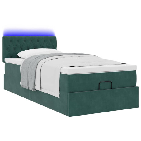 vidaXL Bed poef met matras en LED's 80x200cm fluweel donkergroen afbeelding3 - 1