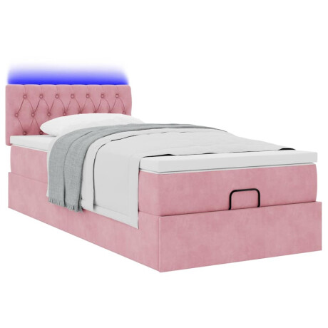 vidaXL Bed poef met matras en LED's 80x200 cm fluweel roze afbeelding3 - 1