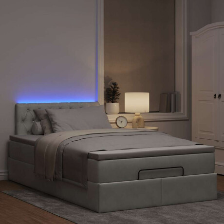 vidaXL Bed poef met matras en LED's 120x190 cm fluweel lichtgrijs afbeelding3 - 1