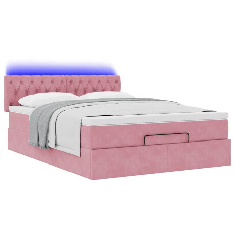 vidaXL Ottoman bed met matras en LED's 140x200cm fluweel roze afbeelding3 - 1