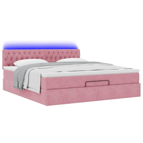 vidaXL Ottoman bed met matras en LED's 160x200cm fluweel roze afbeelding3 - 1