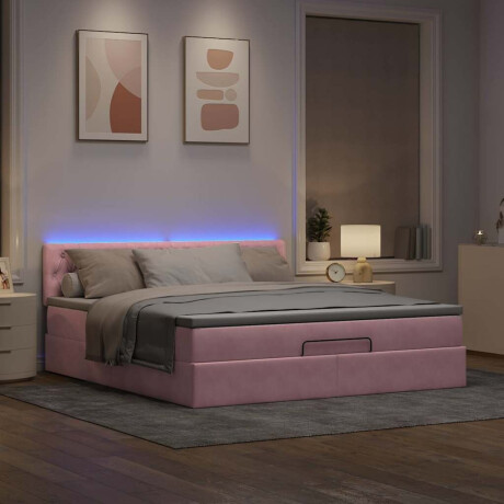 vidaXL Bed poef met matras en LED's 180x200 cm fluweel roze afbeelding3 - 1