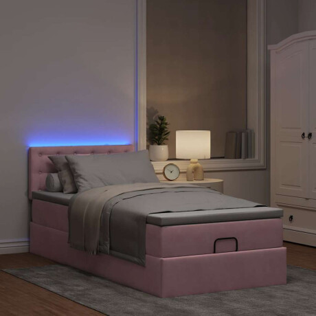 vidaXL Bed poef met matras en LED's 80x200 cm fluweel roze afbeelding3 - 1