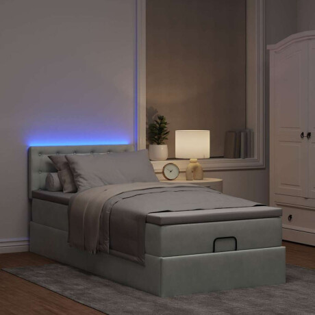 vidaXL Ottoman bed met matras en LED's 90x190cm fluweel lichtgrijs afbeelding3 - 1