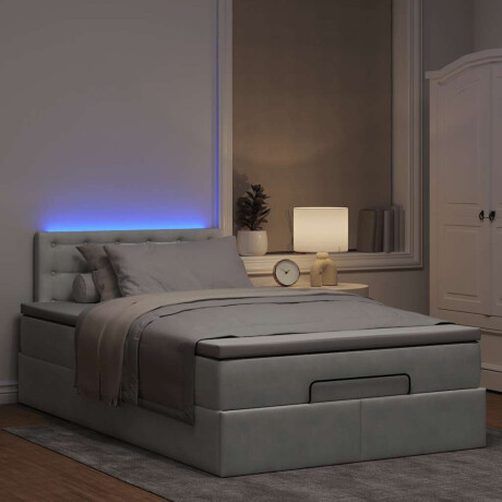vidaXL Bed poef met matras en LED's 120x190 cm fluweel lichtgrijs afbeelding3 - 1