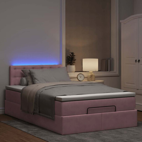vidaXL Bed poef met matras en LED's 120x190 cm fluweel roze afbeelding3 - 1