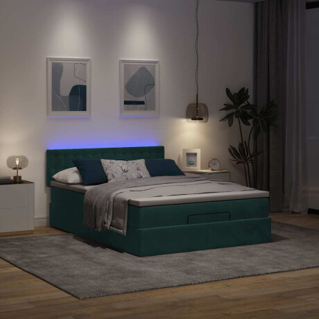 vidaXL Ottoman bed met matras en LED's 140x190cm fluweel donkergroen afbeelding3 - 1