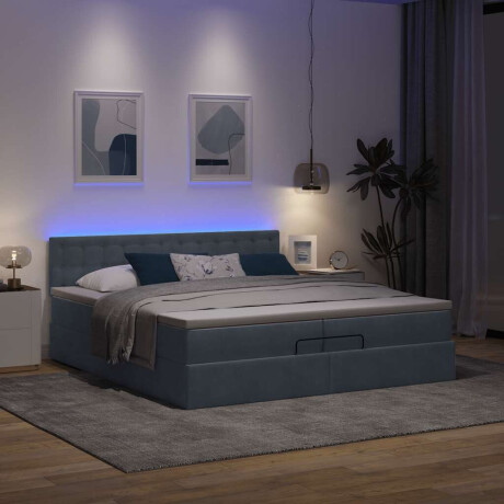 vidaXL Ottoman bed met matrassen en LED's 200x200cm fluweel afbeelding3 - 1