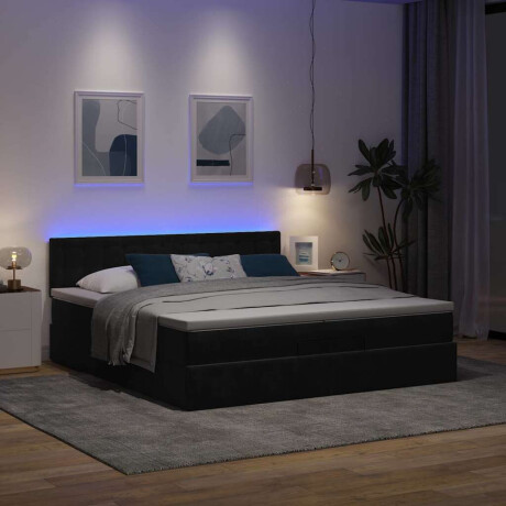 vidaXL Ottoman bed met matrassen en LED's 200x200cm fluweel zwart afbeelding3 - 1