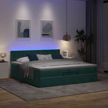 vidaXL Ottoman bed met matrassen en LED's 200x200cm fluweel afbeelding3 - 1