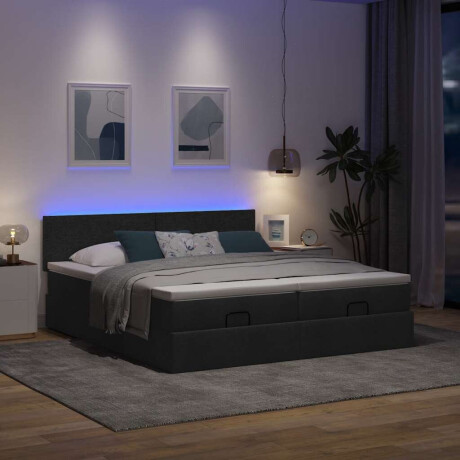 vidaXL Ottoman bed met matrassen en LED's 160x200cm stof zwart afbeelding3 - 1