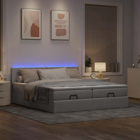 vidaXL Ottoman bed met matrassen en LED's 180x200cm stof taupe afbeelding3 - 1