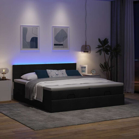 vidaXL Ottoman bed met matrassen en LED's 160x200cm stof zwart afbeelding3 - 1