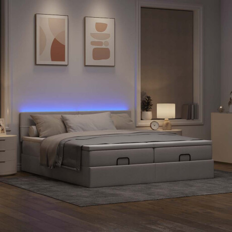 vidaXL Ottoman bed met matrassen en LED's 200x200cm stof taupe afbeelding3 - 1