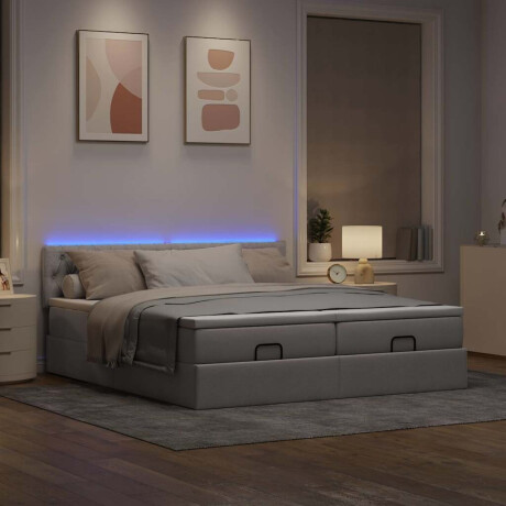 vidaXL Ottoman bed met matrassen en LED's 160x200cm stof taupe afbeelding3 - 1