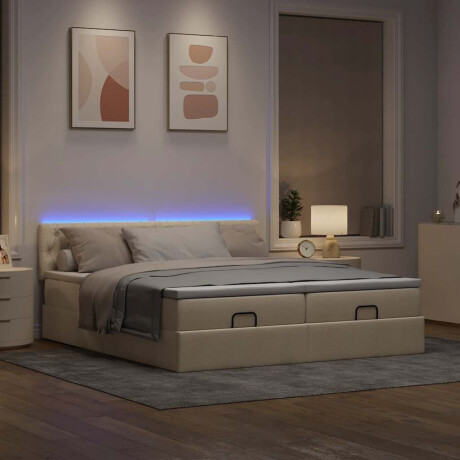 vidaXL Ottoman bed met matrassen en LED's 160x200cm stof crèmekleurig afbeelding3 - 1
