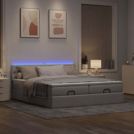 vidaXL Ottoman bed met matrassen en LED's 180x200cm stof taupe afbeelding3 - 1