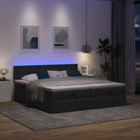 vidaXL Ottoman bed met matrassen en LED's 160x200cm stof zwart afbeelding3 - 1