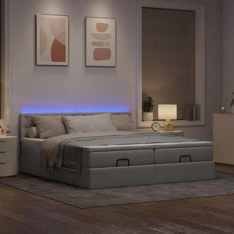 vidaXL Ottoman bed met matrassen en LED's 160x200cm stof taupe afbeelding3 - 1