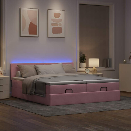 vidaXL Ottoman bed met matrassen en LED's 160x200cm fluweel roze afbeelding3 - 1