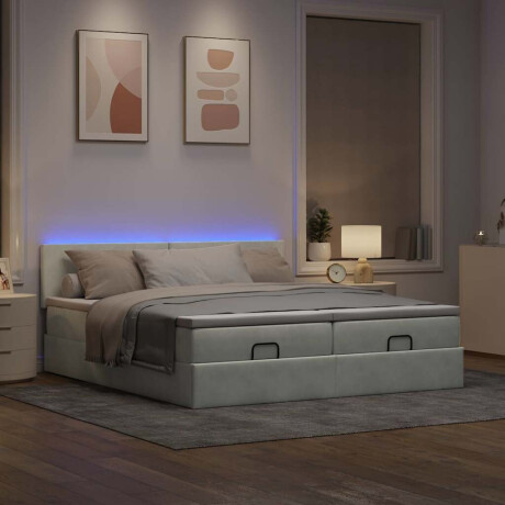 vidaXL Ottoman bed met matrassen en LED's 200x200cm fluweel lichtgrijs afbeelding3 - 1