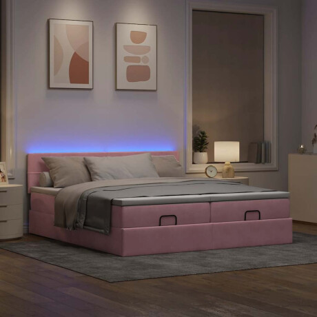 vidaXL Ottoman bed met matrassen en LED's 160x200cm fluweel roze afbeelding3 - 1