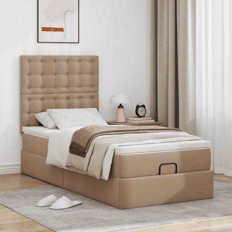 vidaXL Bedframe met matras 90x190cm kunstleer cappuccinokleurig afbeelding3 - 1