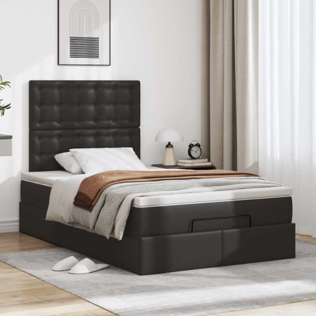 vidaXL Bedframe met matras 120x190 cm kunstleer zwart afbeelding3 - 1