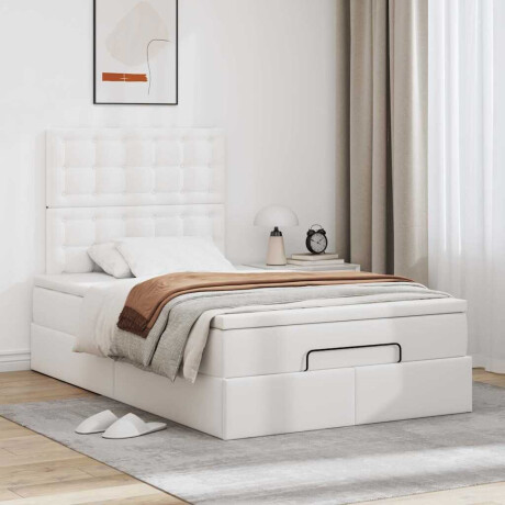 vidaXL Ottoman bed met matras 120x190 cm kunstleer wit afbeelding3 - 1