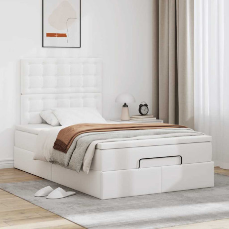 vidaXL Bedframe met matras 120x190 cm kunstleer wit afbeelding3 - 1